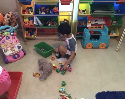 Children playing with dice